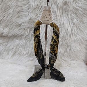 🖤🔹️Sunday State 🔹️Elegant  Silk Black and Gold  Hair Or Bag Scarf
